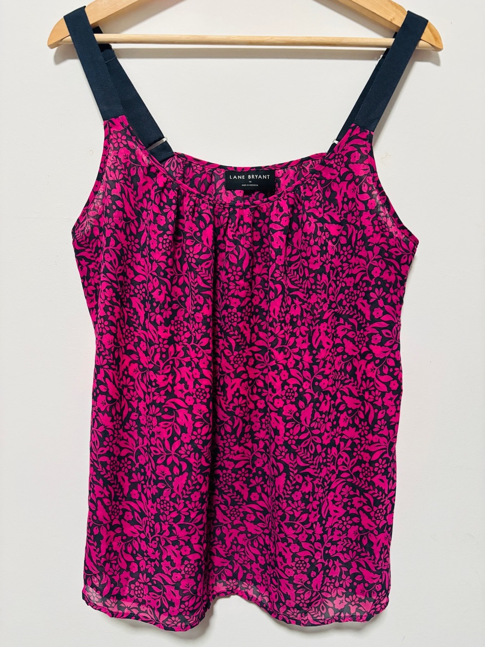 Layne Bryant Pink & Black Floral Print Tank Top Size 14